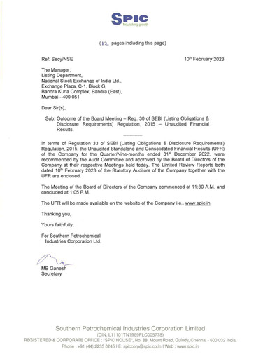 Thumbnail Southern Petrochemical Industries Corp Quarterly Report 2022-q3