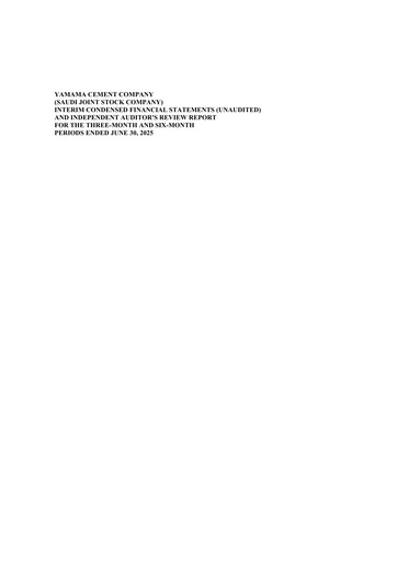 Miniature Yamama Saudi Cement Company Rapport trimestriel 2025-q2