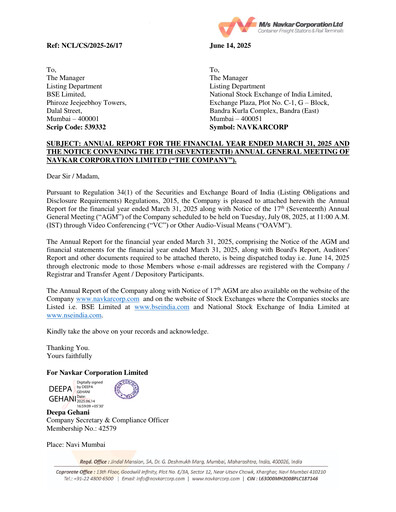 Thumbnail Navkar Corp
 Annual Report 2024-2025