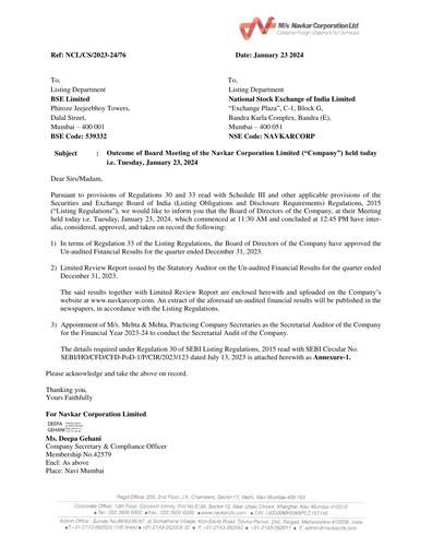 Vorschaubild Navkar Corp
 Quartalsbericht 2023-q3