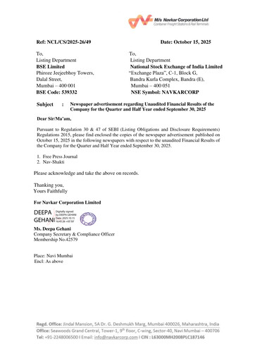 Thumbnail Navkar Corp
 Quarterly Report 2025-q2