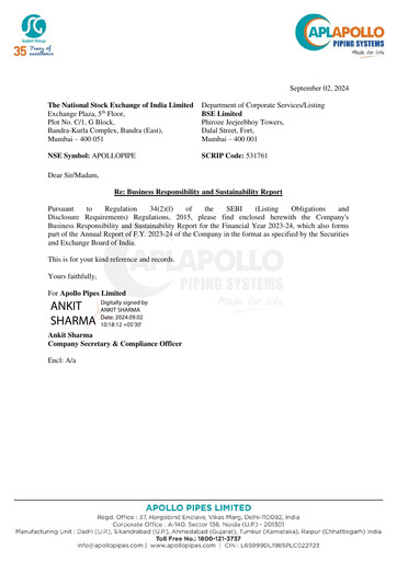Thumbnail Apollo Pipes Sustainability Report 2023-2024