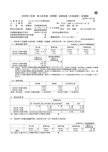Thumbnail Silicon Studio Half-year Report 2026-h1