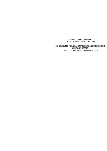 Thumbnail Yanbu Cement Company Financial Statement 2020