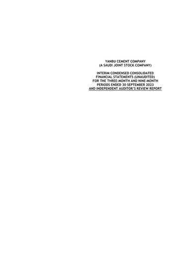 Thumbnail Yanbu Cement Company Quarterly Report 2023-q3