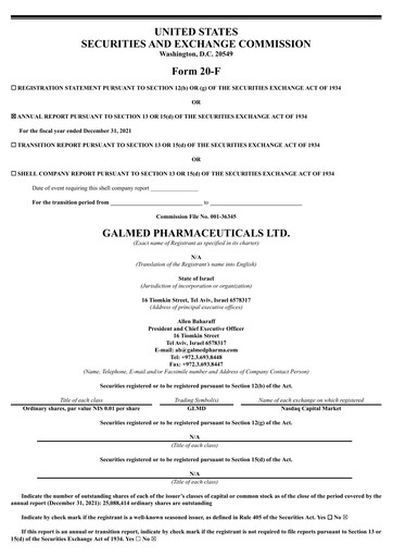 Thumbnail Galmed Pharmaceuticals
 Annual Report 2021