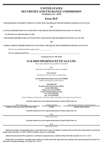 Thumbnail Galmed Pharmaceuticals
 Annual Report 2023