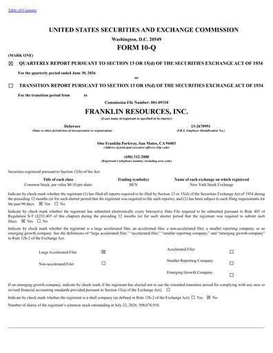 Thumbnail Franklin Resources Quarterly Report 2026-q3