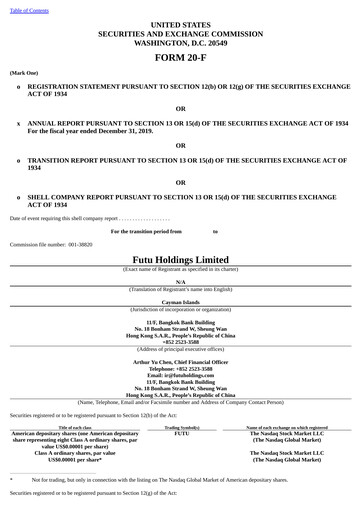 Thumbnail Futu Holdings Annual Report 2019