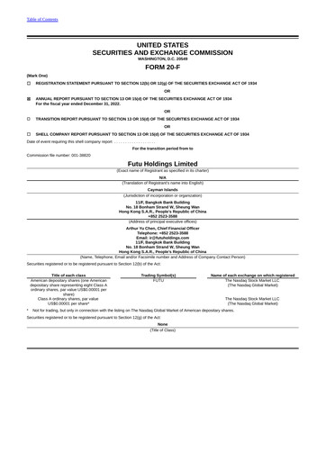 Thumbnail Futu Holdings Annual Report 2022