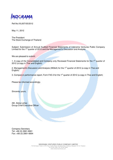 Thumbnail Indorama Ventures
 Quarterly Report 2012-q1
