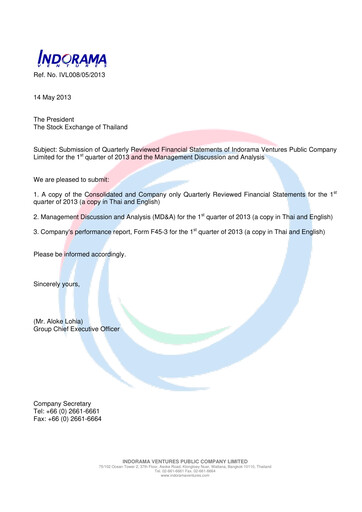 Thumbnail Indorama Ventures
 Quarterly Report 2013-q1