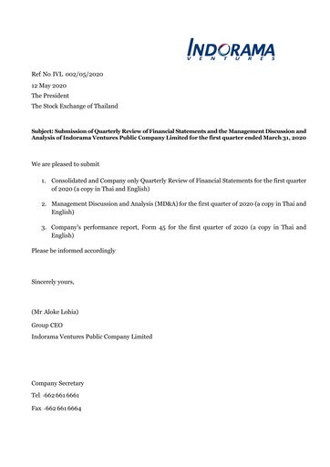 Thumbnail Indorama Ventures
 Quarterly Report 2020-q1