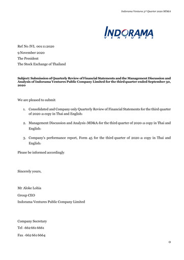 Thumbnail Indorama Ventures
 Quarterly Report 2020-q3