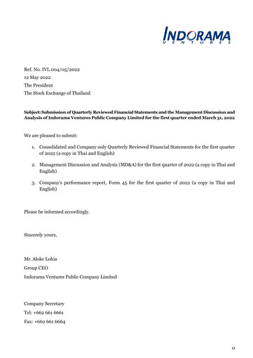 Thumbnail Indorama Ventures
 Quarterly Report 2022-q1