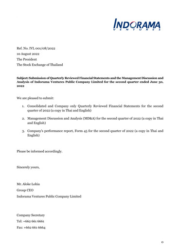 Thumbnail Indorama Ventures
 Quarterly Report 2022-q2