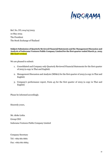 Thumbnail Indorama Ventures
 Quarterly Report 2023-q1