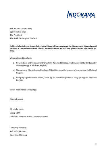 Thumbnail Indorama Ventures
 Quarterly Report 2023-q3