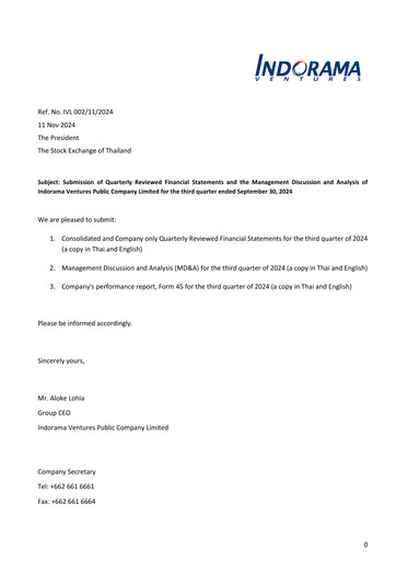 Thumbnail Indorama Ventures
 Quarterly Report 2024-q3