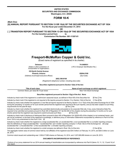 Thumbnail Freeport-McMoRan Financial Report 2013