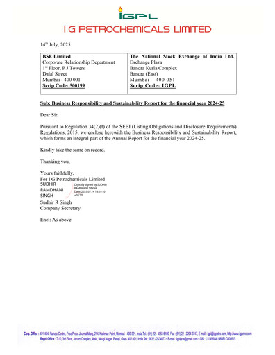 Miniature I.g. Petrochemicals
 Rapport ESG 2024-2025