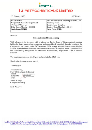 Thumbnail I.g. Petrochemicals
 Quarterly Report 2024-q3