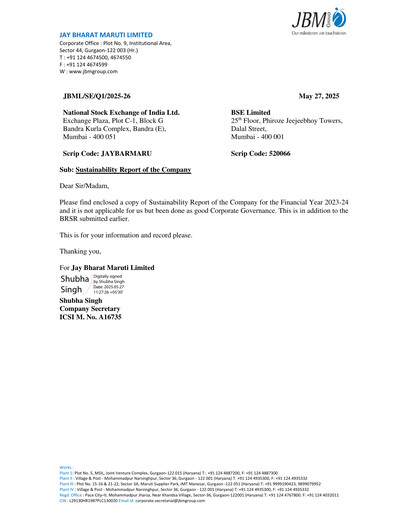 Thumbnail Jay Bharat Maruti Sustainability Report 2023-2024