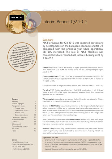 Thumbnail NKT A/S Half-year Report 2012-h1