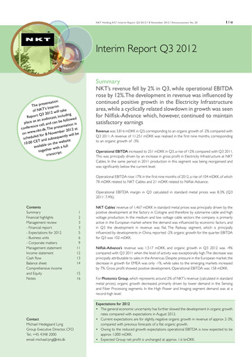 Thumbnail NKT A/S Quarterly Report 2012-q3