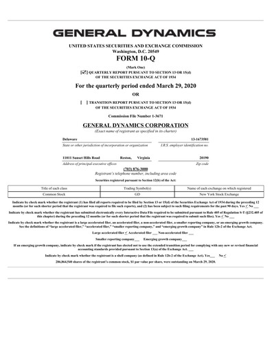 Thumbnail General Dynamics Quarterly Report 2020-q1
