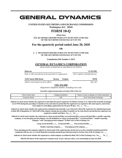 Thumbnail General Dynamics Quarterly Report 2020-q2