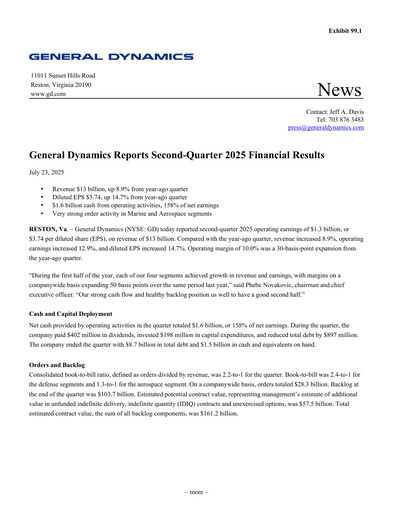 Thumbnail General Dynamics Quarterly Report 2025-q2