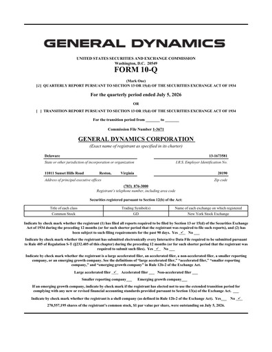 Thumbnail General Dynamics Quarterly Report 2026-q2