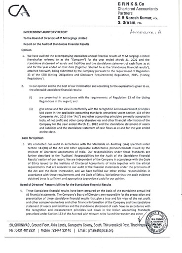 Thumbnail MM Forgings Financial Statement 2021-2022