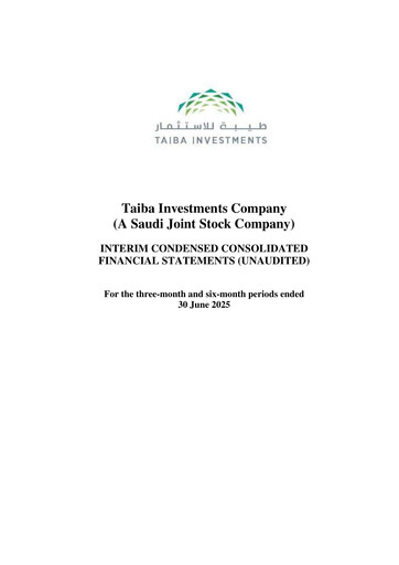 Thumbnail Taiba Investments Quarterly Report 2025-q2