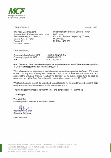 Thumbnail Mangalore Chemicals and Fertilizers Quarterly Report 2025-q1