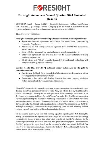 Thumbnail Foresight Autonomous Holdings Financial Report 2024-q2