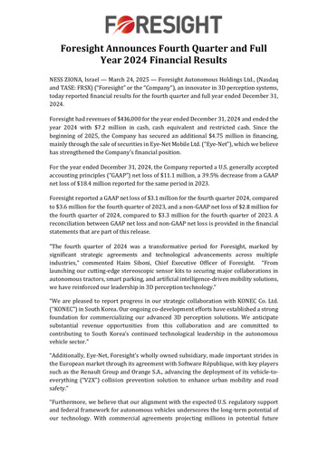 Thumbnail Foresight Autonomous Holdings Financial Report 2024