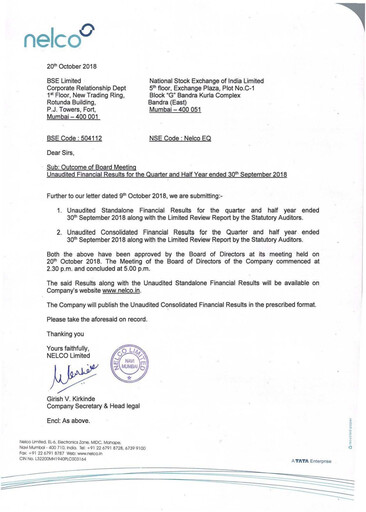 Thumbnail Nelco Half-year Report 2018-h1