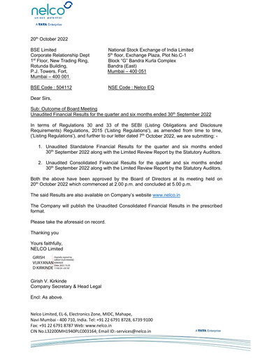 Thumbnail Nelco Half-year Report 2022-h1