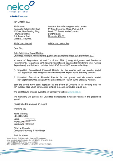 Thumbnail Nelco Half-year Report 2023-h1