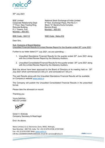 Thumbnail Nelco Quarterly Report 2021-q1