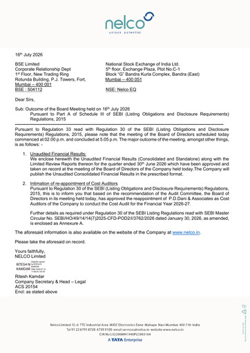 Thumbnail Nelco Quarterly Report 2026-q1