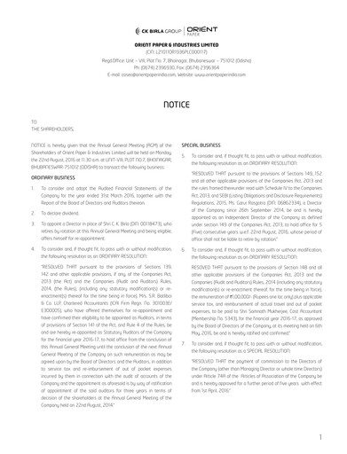 Thumbnail Orient Paper Mills
 Annual Report 2015-2016