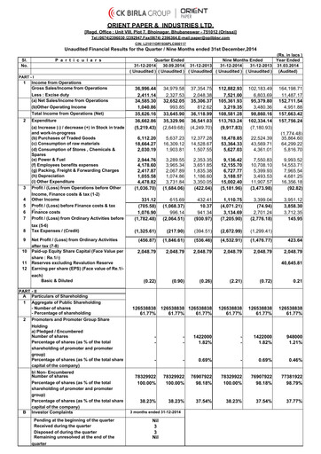 Thumbnail Orient Paper Mills
 Quarterly Report 2014-q3