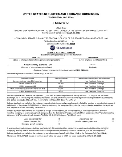 Thumbnail General Electric Quarterly Report 2026-q1