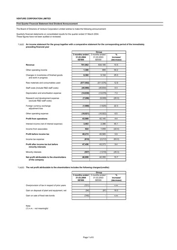 Thumbnail Venture Corporation Quarterly Report 2004-q1