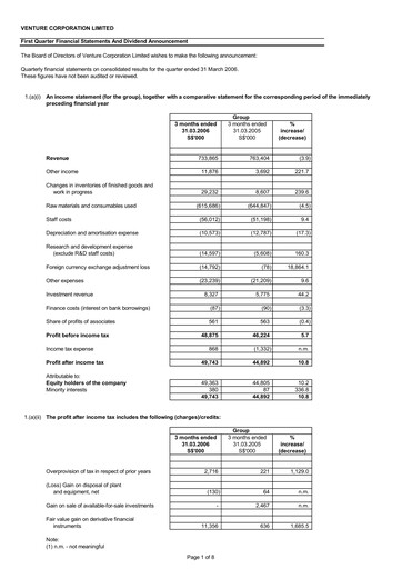 Thumbnail Venture Corporation Quarterly Report 2006-q1