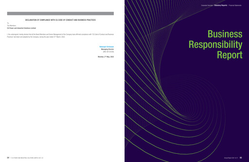 Miniature CG Power and Industrial Solutions Rapport ESG 2021-2022