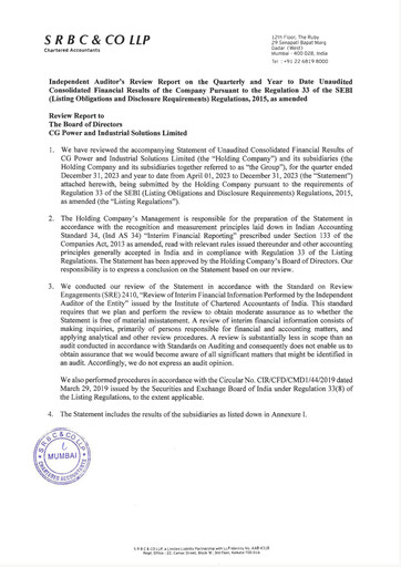 Thumbnail CG Power and Industrial Solutions Quarterly Report 2023-2024-q3